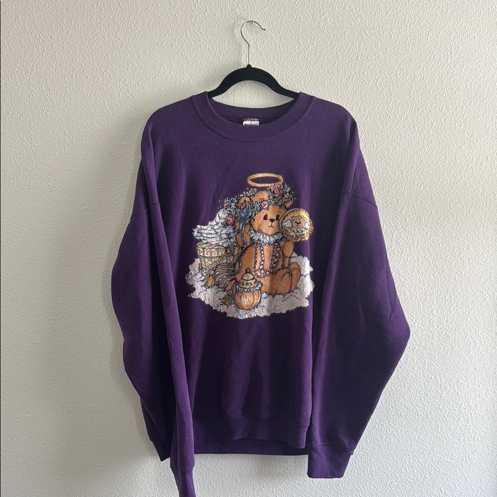 Fruit of the Loom Purple Crewneck Sweater with Graphic
